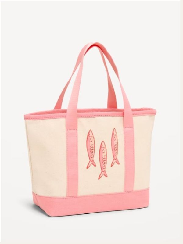 Small Graphic Tote Bag in Orange Fish