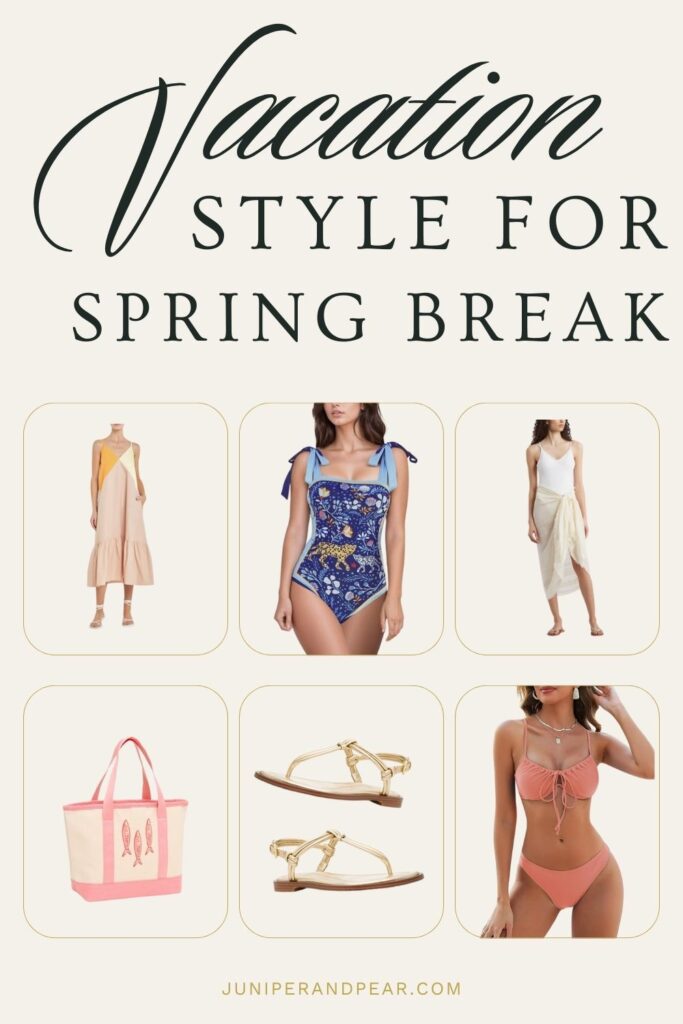 Spring-break-vacation-outfits collage, Juniper and Pear